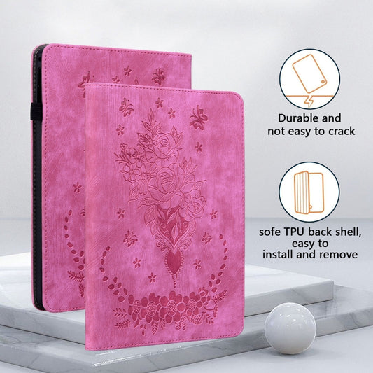 For Amazon Kindle Paperwhite 5 2024 Butterfly Rose Embossed Leather Tablet Case(Rose Red) by buy2fix