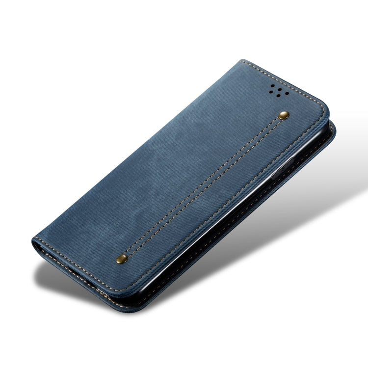 For iPhone 16 Denim Texture Casual Style Horizontal Flip Leather Case(Blue) by buy2fix