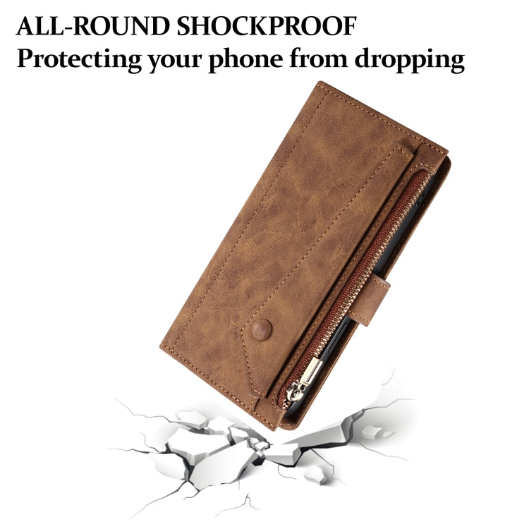 For iPhone 16 Plus ESEBLE Retro Frosted RFID Flip Leather Phone Case(Brown) by ESEBLE