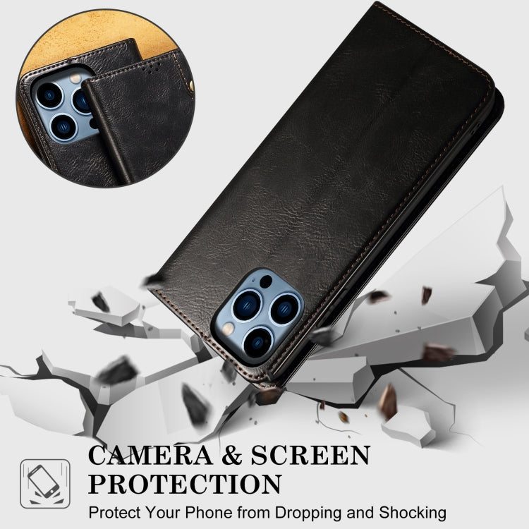 For iPhone 16 Oil Wax Crazy Horse Texture Leather Phone Case(Black) by buy2fix