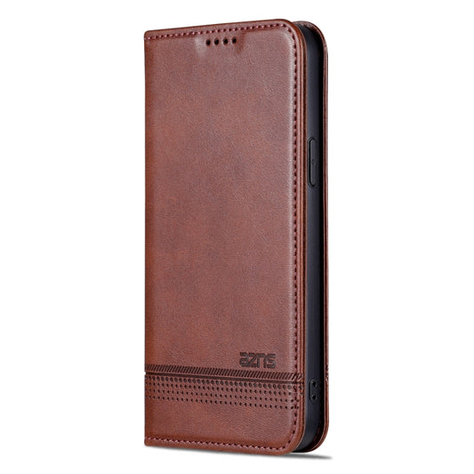 For iPhone 15 Plus AZNS Magnetic Calf Texture Leather Phone Case(Dark Brown) - iPhone 15 Plus Cases by AZNS | Online Shopping UK | buy2fix