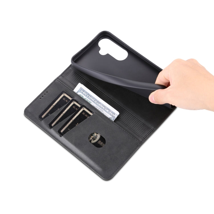 For Samsung Galaxy S23 FE 5G AZNS Magnetic Calf Texture Flip Leather Phone Case(Black) by AZNS