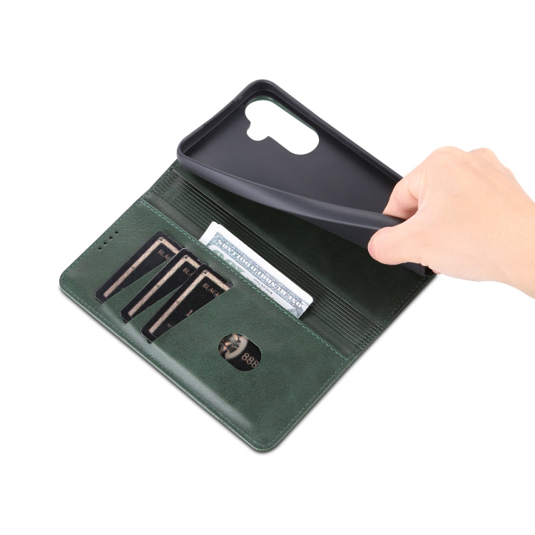 For Samsung Galaxy S23 FE 5G AZNS Magnetic Calf Texture Flip Leather Phone Case(Dark Green) by AZNS