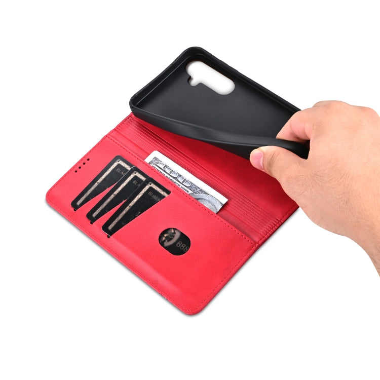 For Samsung Galaxy S24 5G AZNS Magnetic Calf Texture Flip Leather Phone Case(Red) by AZNS