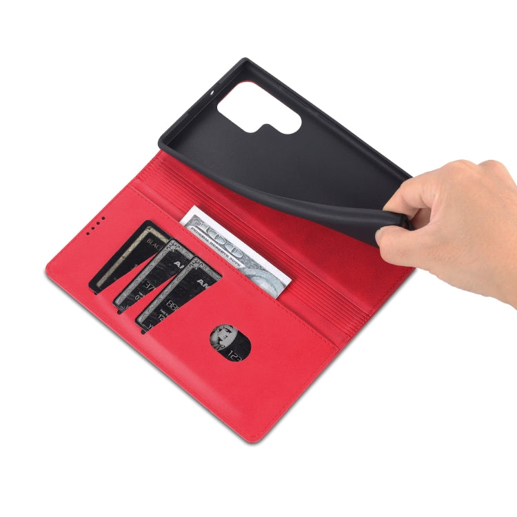 For Samsung Galaxy S24 Ultra 5G AZNS Magnetic Calf Texture Flip Leather Phone Case(Red) by AZNS