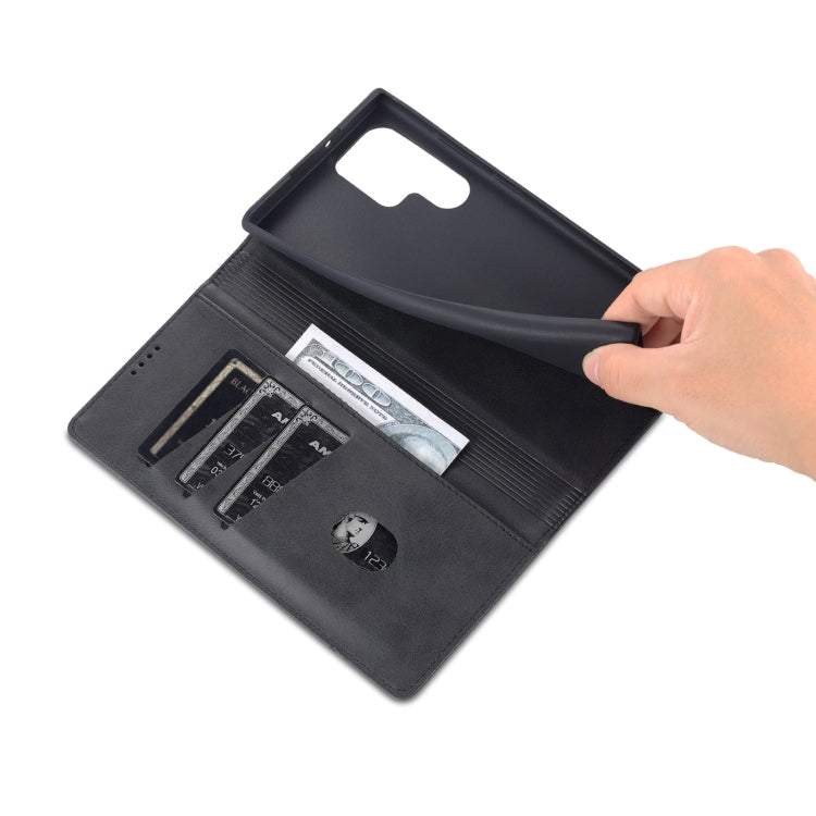 For Samsung Galaxy S24 Ultra 5G AZNS Magnetic Calf Texture Flip Leather Phone Case(Black) by AZNS