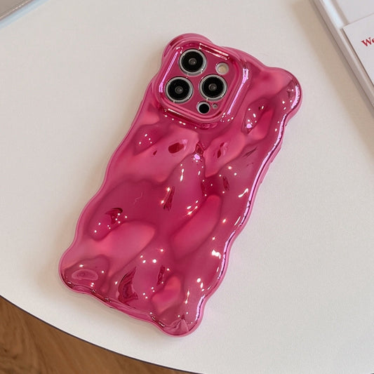 For iPhone 16 Pro Max Wave Bubbles TPU Phone Case(Painted Rose Red) by buy2fix