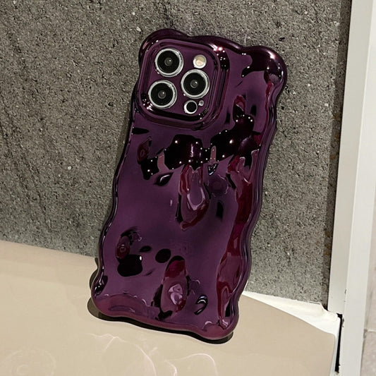 For iPhone 16 Pro Max Wave Bubbles TPU Phone Case(Painted Purple) by buy2fix