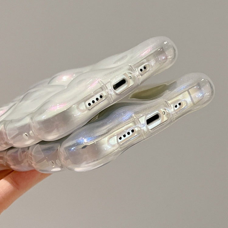 For iPhone 16 Plus Wave Bubbles TPU Phone Case(Clear Glitter Pink) by buy2fix