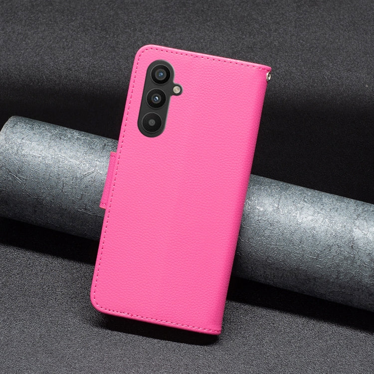 For Samsung Galaxy A34 5G Litchi Texture Pure Color Flip Leather Phone Case(Rose Red) by buy2fix