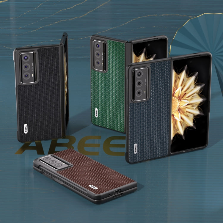 For Honor Magic V2 ABEEL Genuine Leather Luxury Series Phone Case(Night Green) by buy2fix