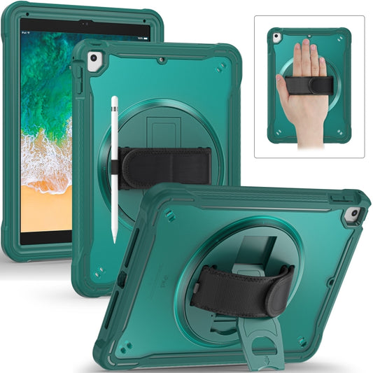 For iPad Air / Air 2 / 9.7 2018 / 2017 Heavy Duty Hybrid Tablet Case with Hand Grip & Strap(Dark Green) - iPad 9.7 (2018) & (2017) Cases by buy2fix | Online Shopping UK | buy2fix