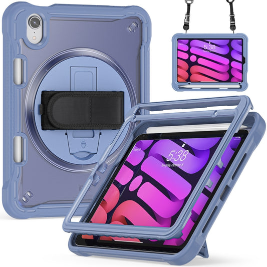 For iPad mini 6 / mini 2024 Heavy Duty Hybrid Tablet Case with Hand Grip & Strap(Lavender Grey) - iPad mini 2024 Cases by buy2fix | Online Shopping UK | buy2fix
