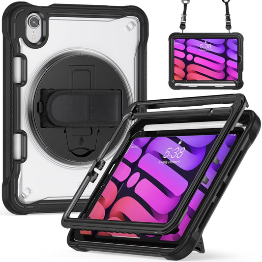 For iPad mini 6 / mini 2024 Heavy Duty Hybrid Tablet Case with Hand Grip & Strap(Black) - iPad mini 2024 Cases by buy2fix | Online Shopping UK | buy2fix