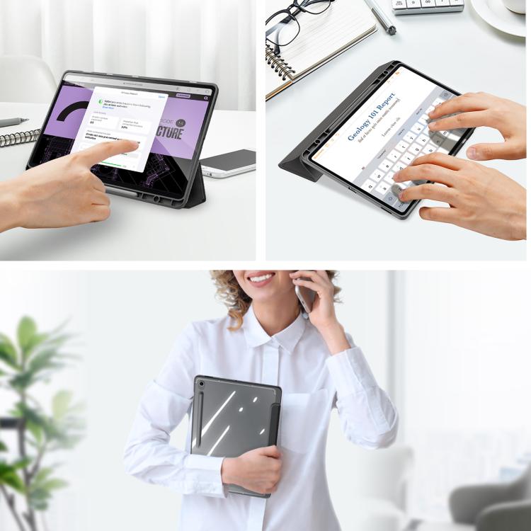 For Samsung Galaxy Tab S10 FE+ DUX DUCIS TOBY Series Antiskid Leather Tablet Case with Sleep / Wake-up Function(Black) - Galaxy Tab S10 FE+ by DUX DUCIS | Online Shopping UK | buy2fix