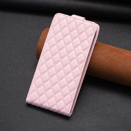 For iPhone 16 Plus Diamond Lattice Vertical Flip Leather Phone Case(Pink) by buy2fix