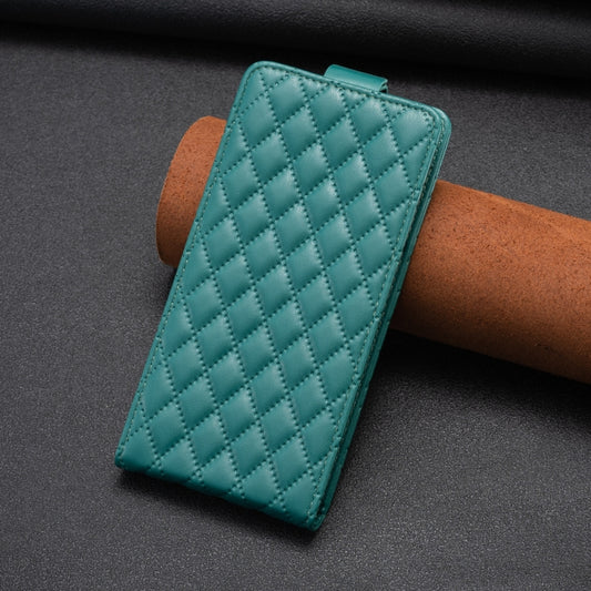 For iPhone 16 Diamond Lattice Vertical Flip Leather Phone Case(Green) by buy2fix