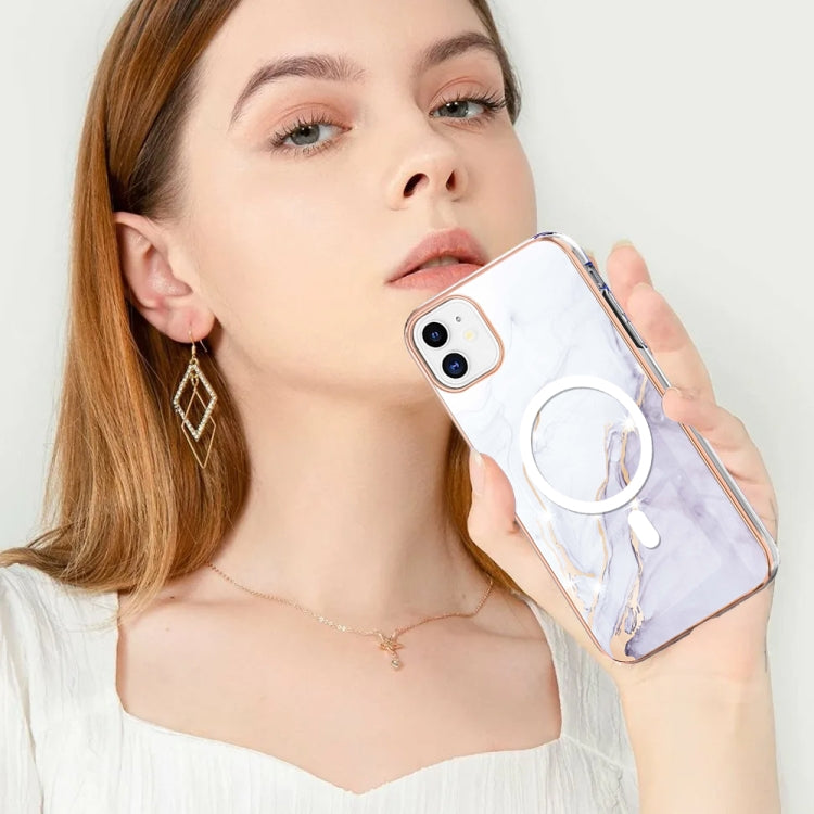 For iPhone 11 Marble Pattern Dual-side IMD Magsafe TPU Phone Case(White 006) by buy2fix