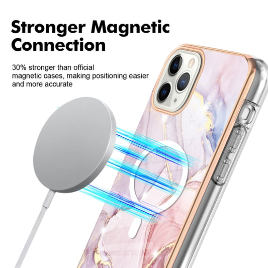 For iPhone 11 Pro Max Marble Pattern Dual-side IMD Magsafe TPU Phone Case(Rose Gold 005) by buy2fix