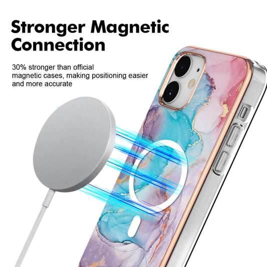 For iPhone 12 / 12 Pro Marble Pattern Dual-side IMD Magsafe TPU Phone Case(Blue Marble) by buy2fix