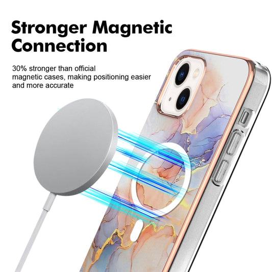 For iPhone 13 Marble Pattern Dual-side IMD Magsafe TPU Phone Case(White Marble) by buy2fix