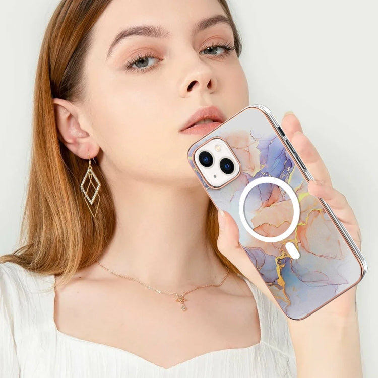 For iPhone 13 Marble Pattern Dual-side IMD Magsafe TPU Phone Case(White Marble) by buy2fix