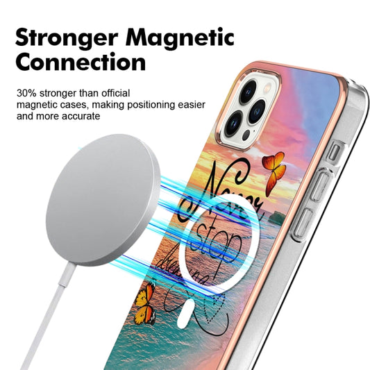 For iPhone 14 Pro Marble Pattern Dual-side IMD Magsafe TPU Phone Case(Dream Butterfly) by buy2fix