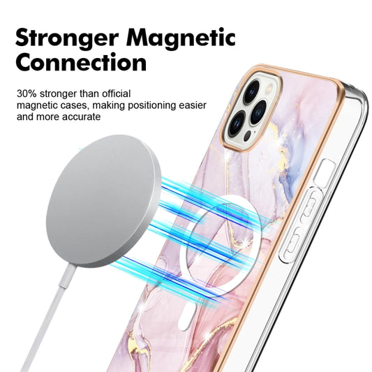 For iPhone 14 Pro Max Marble Pattern Dual-side IMD Magsafe TPU Phone Case(Rose Gold 005) by buy2fix