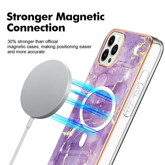 For iPhone 15 Pro Max Marble Pattern Dual-side IMD Magsafe TPU Phone Case(Purple 002) by buy2fix