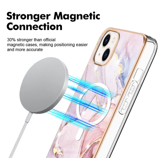 For iPhone 15 Marble Pattern Dual-side IMD Magsafe TPU Phone Case(Rose Gold 005) by buy2fix