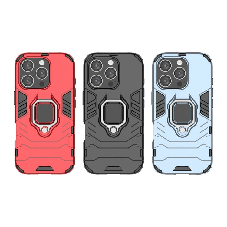 For iPhone 16 Pro Shockproof PC + TPU Holder Phone Case(Black) by buy2fix