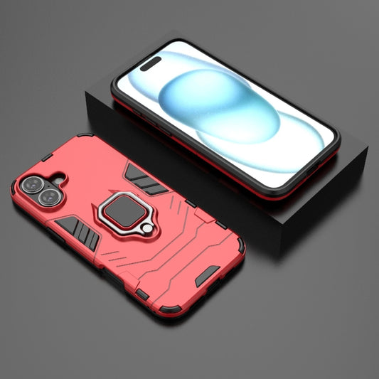 For iPhone 16 Plus Shockproof PC + TPU Holder Phone Case(Red) by buy2fix