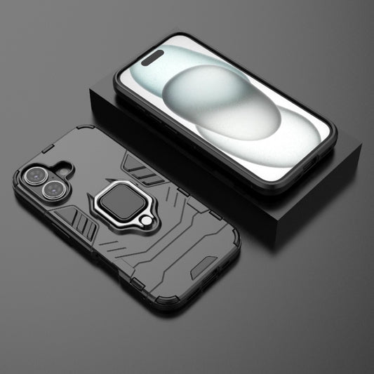 For iPhone 16 Shockproof PC + TPU Holder Phone Case(Black) by buy2fix