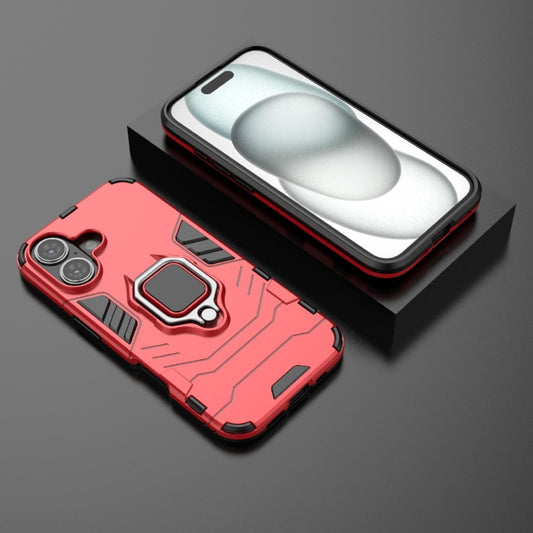 For iPhone 16 Shockproof PC + TPU Holder Phone Case(Red) by buy2fix