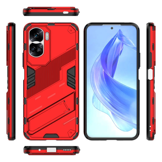 For Honor 90 Lite 5G Global Punk Armor 2 in 1 PC + TPU Phone Case with Holder(Red) by buy2fix