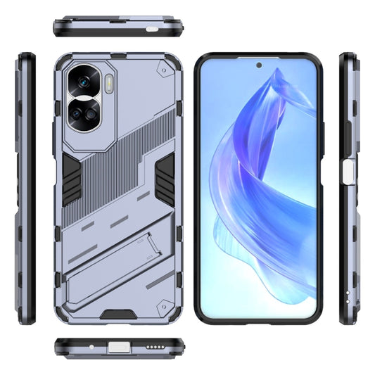 For Honor 90 Lite 5G Global Punk Armor 2 in 1 PC + TPU Phone Case with Holder(Grey) by buy2fix