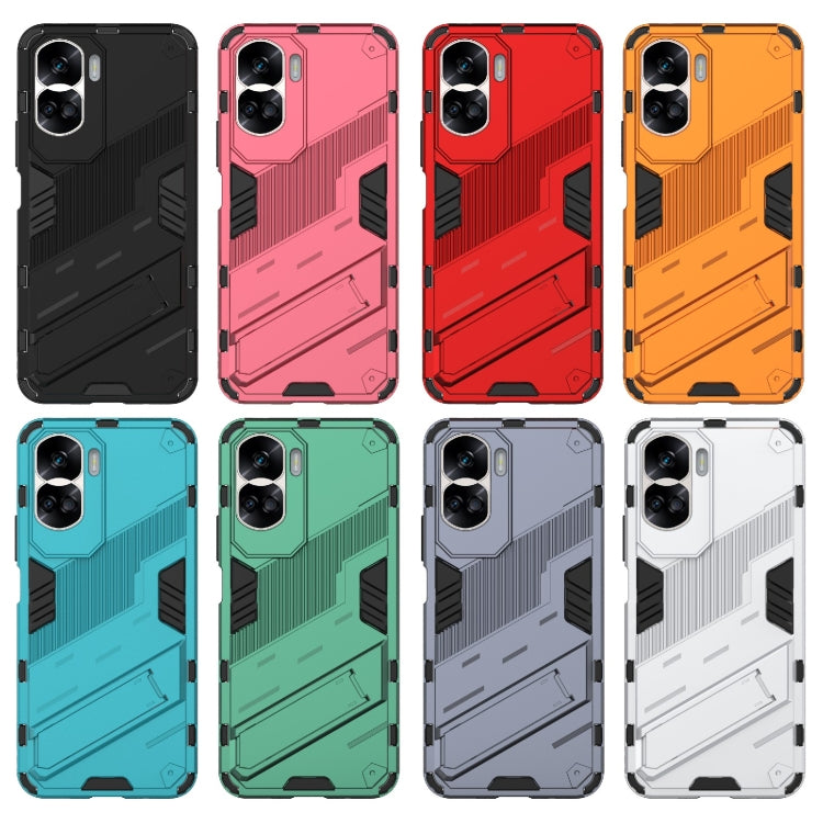 For Honor 90 Lite 5G Global Punk Armor 2 in 1 PC + TPU Phone Case with Holder(Orange) by buy2fix