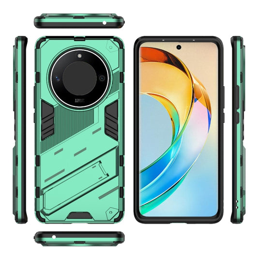 For Honor X50 5G Global / X9B Punk Armor 2 in 1 PC + TPU Phone Case with Holder(Green) by buy2fix