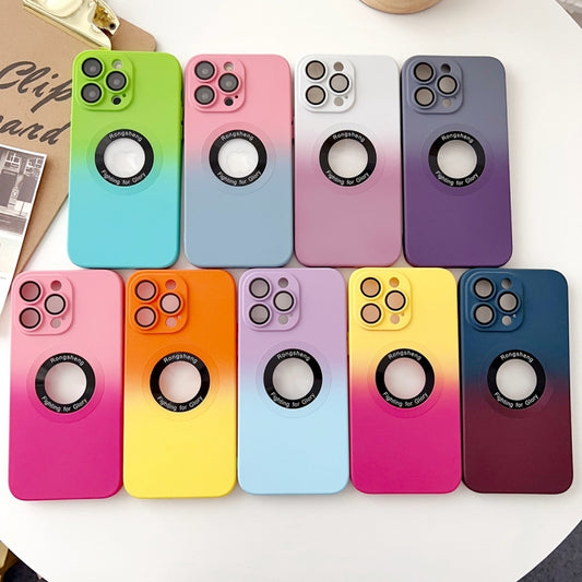 For iPhone 14 Two-color Gradient MagSafe TPU Phone Case(White+Purple) by buy2fix