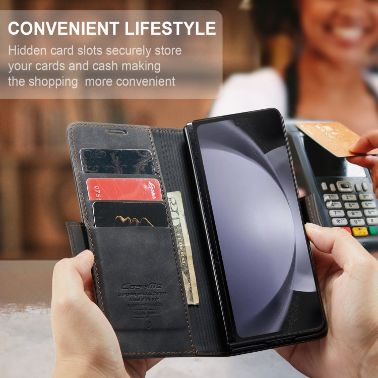For Samsung Galaxy Z Fold5 CaseMe-013 Multifunctional Retro Frosted Leather Phone Case(Black) by CaseMe
