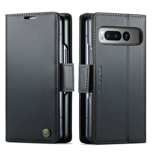 For Google Pixel Fold CaseMe 023 Butterfly Buckle Litchi Texture RFID Anti-theft Leather Phone Case(Black) by CaseMe