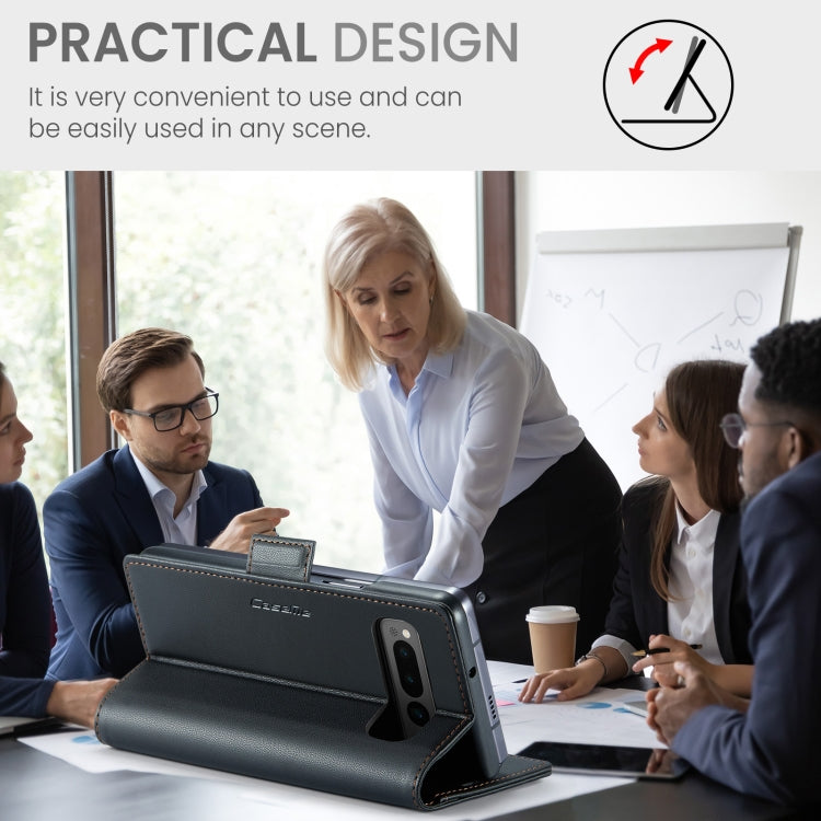 For Google Pixel Fold CaseMe 023 Butterfly Buckle Litchi Texture RFID Anti-theft Leather Phone Case(Black) by CaseMe