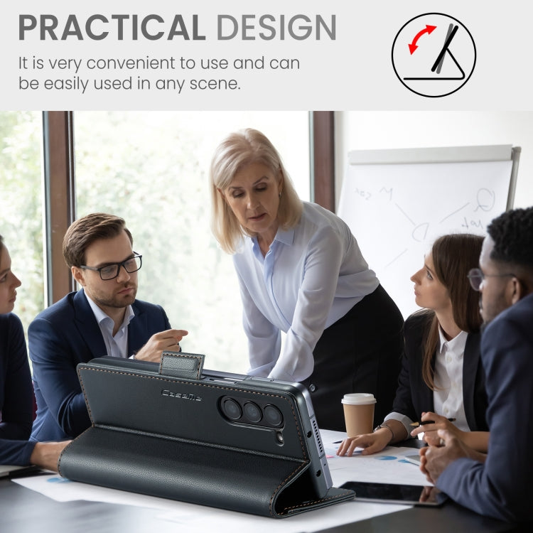 For Samsung Galaxy Z Fold5 CaseMe 023 Butterfly Buckle Litchi Texture RFID Anti-theft Leather Phone Case(Black) by CaseMe