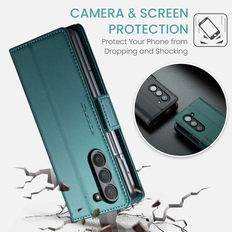 For Samsung Galaxy Z Fold6 5G CaseMe 023 Butterfly Buckle Litchi Texture RFID Anti-theft Leather Phone Case(Pearly Blue) by CaseMe