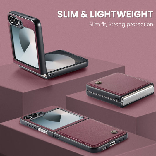 For Samsung Galaxy Z Flip6 / Flip7 FE CaseMe 023 Butterfly Buckle Litchi Texture RFID Anti-theft Leather Phone Case(Wine Red) by CaseMe