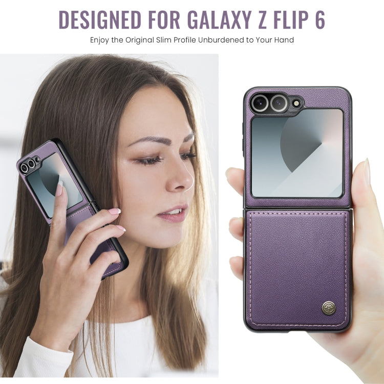 For Samsung Galaxy Z Flip6 / Flip7 FE CaseMe 023 Butterfly Buckle Litchi Texture RFID Anti-theft Leather Phone Case(Pearly Purple) by CaseMe