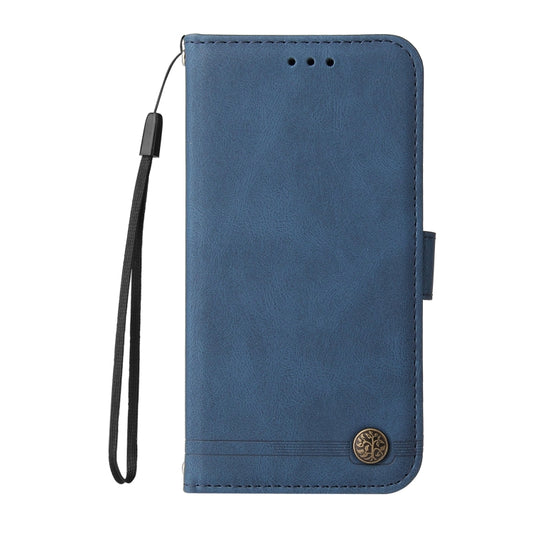 For Samsung Galaxy S24 Ultra Skin Feel Life Tree Metal Button Leather Phone Case(Blue) by buy2fix