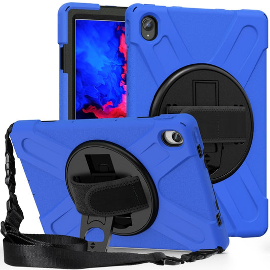 For Lenovo Tab P11 Silicone Hybrid PC Tablet Case with Grip & Shoulder Strap(Blue) by buy2fix