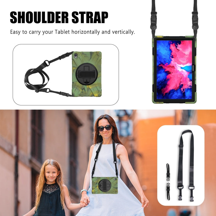 For Lenovo Tab P11 Silicone Hybrid PC Tablet Case with Grip & Shoulder Strap(Camouflage) by buy2fix