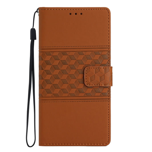 For iPhone 16 Plus Diamond Embossed Skin Feel Leather Phone Case(Brown) by buy2fix